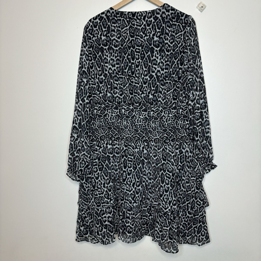 Babydoll Animal Print Dress Plus 20 Witch Flowy Black Gray Whimsigoth Ruffle Y2K - Picture 12 of 12